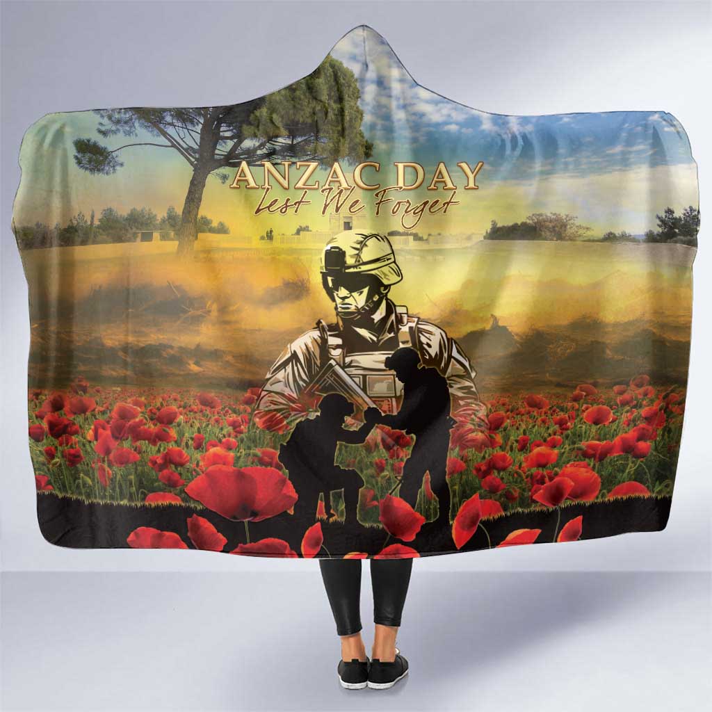 New Zealand ANZAC Day Hooded Blanket The Ode Remembrance And Poppy DT04 One Size Yellow - Polynesian Pride