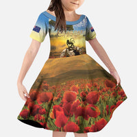 New Zealand ANZAC Day Kid Short Sleeve Dress The Ode Remembrance And Poppy