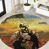New Zealand ANZAC Day Round Carpet The Ode Remembrance And Poppy DT04 Yellow - Polynesian Pride