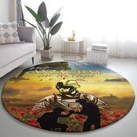 New Zealand ANZAC Day Round Carpet The Ode Remembrance And Poppy DT04 - Polynesian Pride