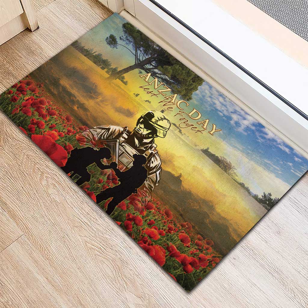 New Zealand ANZAC Day Rubber Doormat The Ode Remembrance And Poppy DT04 - Polynesian Pride