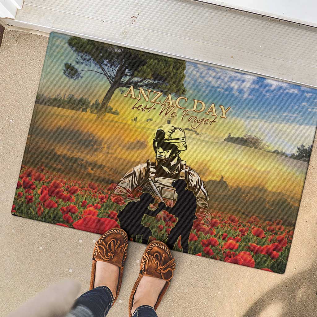 New Zealand ANZAC Day Rubber Doormat The Ode Remembrance And Poppy DT04 - Polynesian Pride