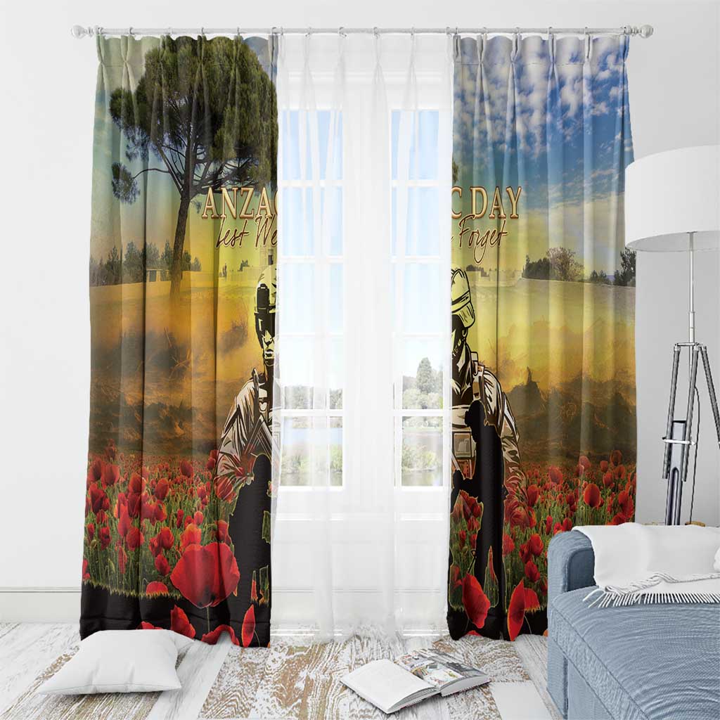 New Zealand ANZAC Day Window Curtain The Ode Remembrance And Poppy