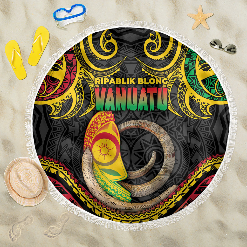 Vanuatu Language Week Beach Blanket Boar Tusk Warrior Tribal Floral Pattern