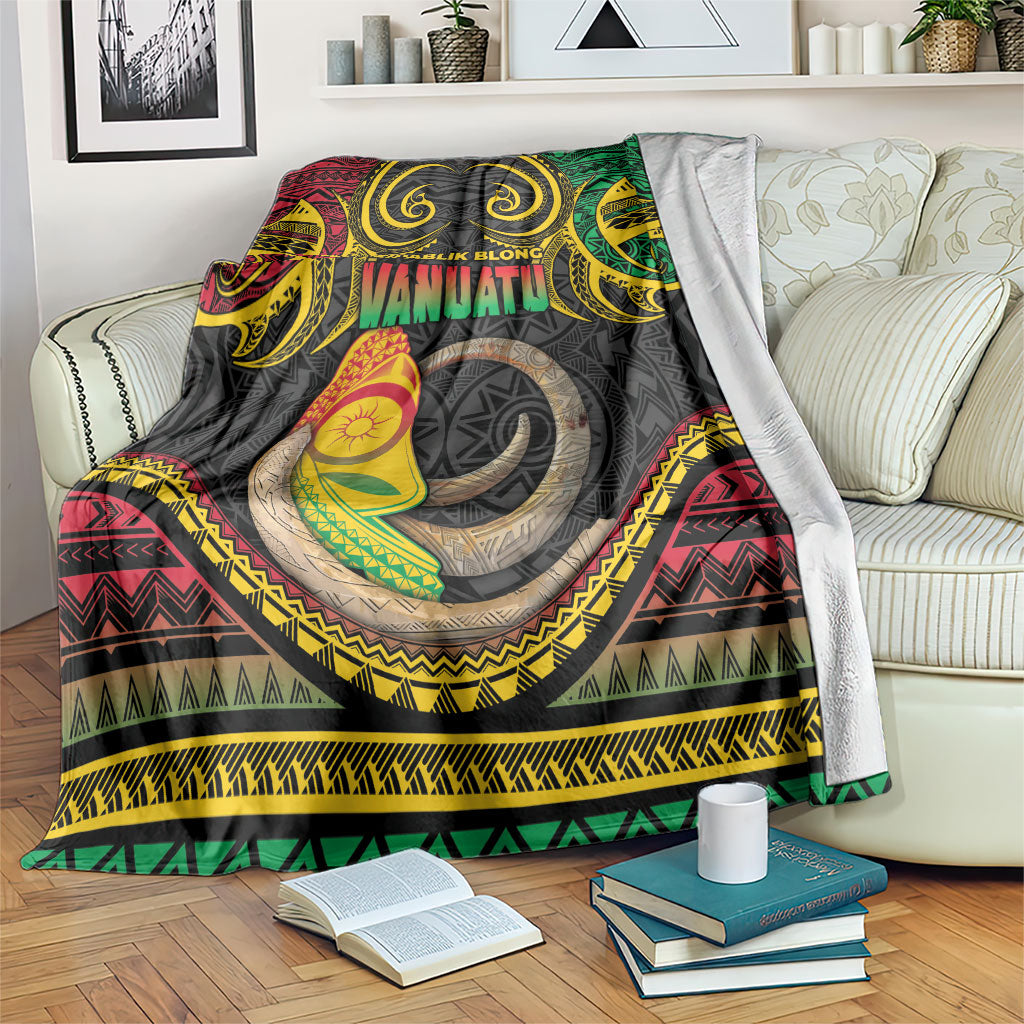 Vanuatu Language Week Blanket Boar Tusk Warrior Tribal Floral Pattern DT05 Black - Polynesian Pride