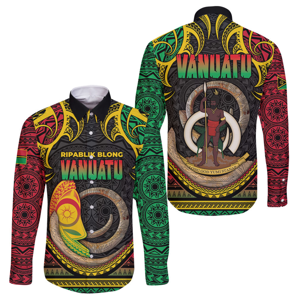Vanuatu Language Week Family Matching Tank Maxi Dress and Hawaiian Shirt Boar Tusk Warrior Tribal Floral Pattern