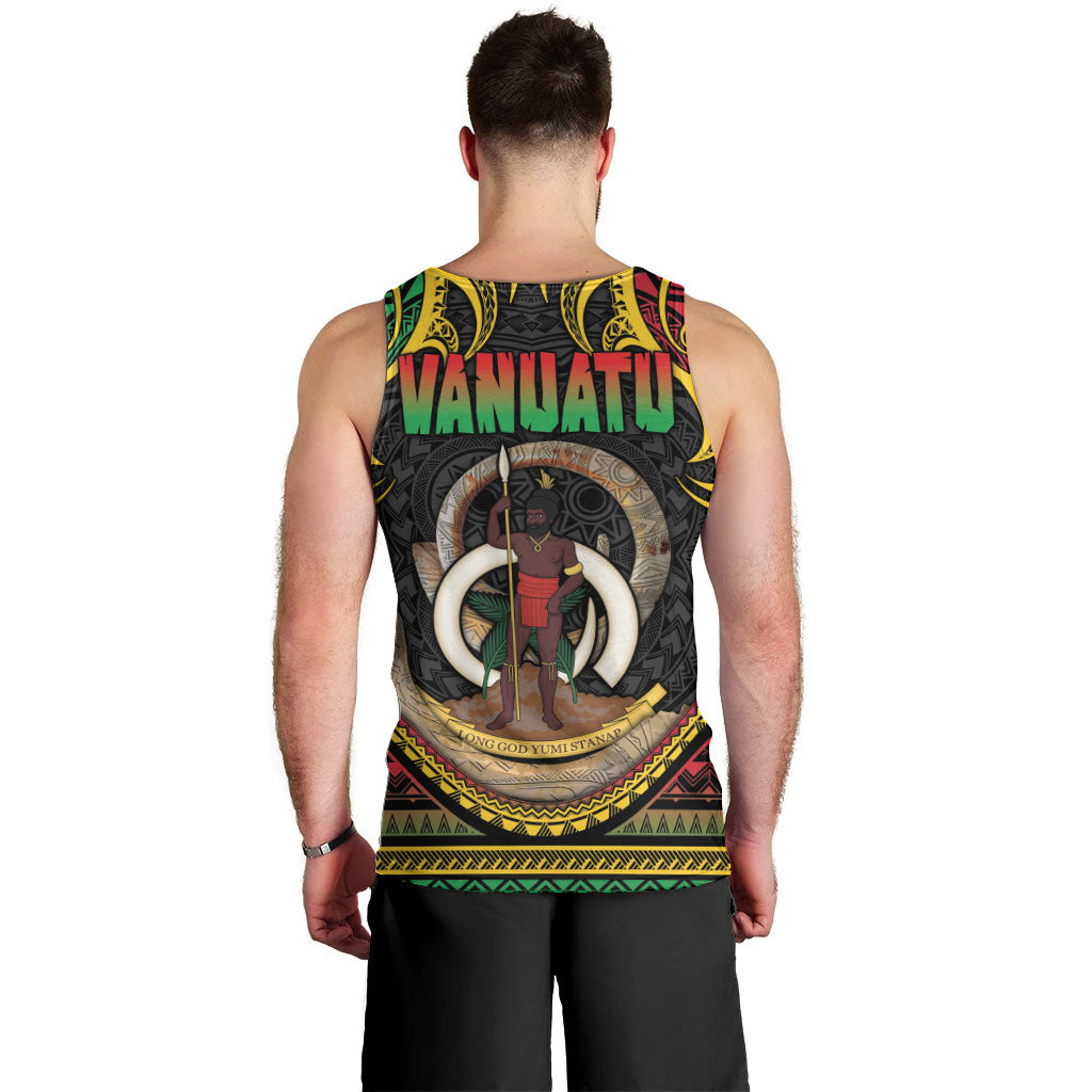 Vanuatu Language Week Men Tank Top Boar Tusk Warrior Tribal Floral Pattern