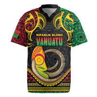 Vanuatu Language Week Rugby Jersey Boar Tusk Warrior Tribal Floral Pattern