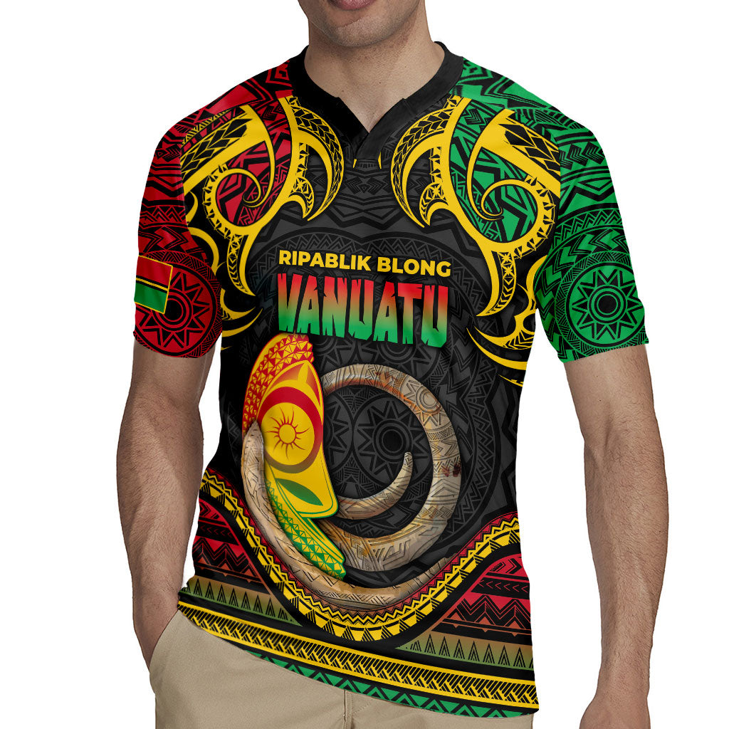 Vanuatu Language Week Rugby Jersey Boar Tusk Warrior Tribal Floral Pattern