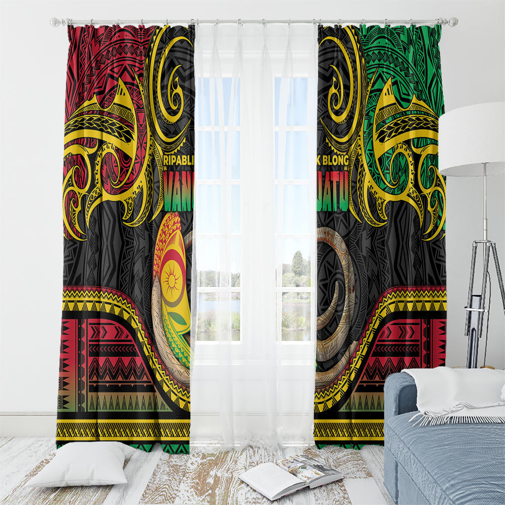 Vanuatu Language Week Window Curtain Boar Tusk Warrior Tribal Floral Pattern