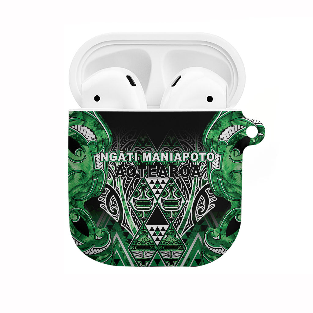 Aotearoa Ngati Maniapoto AirPods Case Maori Tribal Green Paua Shell Pattern DT05 Green - Polynesian Pride
