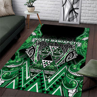 Aotearoa Ngati Maniapoto Area Rug Maori Tribal Green Paua Shell Pattern DT05 Green - Polynesian Pride