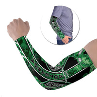 Aotearoa Ngati Maniapoto Arm Sleeves Maori Tribal Green Paua Shell Pattern DT05 Set of 2 Green - Polynesian Pride