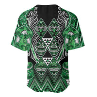 Aotearoa Ngati Maniapoto Baseball Jersey Maori Tribal Green Paua Shell Pattern DT05 - Polynesian Pride