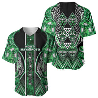 Aotearoa Ngati Maniapoto Baseball Jersey Maori Tribal Green Paua Shell Pattern DT05 - Polynesian Pride