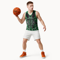 Aotearoa Ngati Maniapoto Basketball Jersey Maori Tribal Green Paua Shell Pattern DT05 - Polynesian Pride