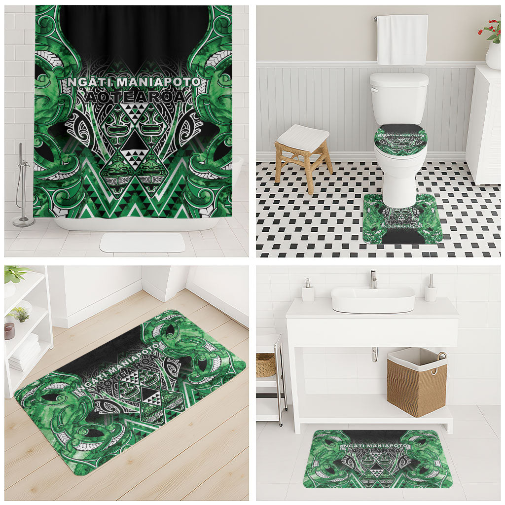 Aotearoa Ngati Maniapoto Bathroom Set Maori Tribal Green Paua Shell Pattern DT05 - Polynesian Pride
