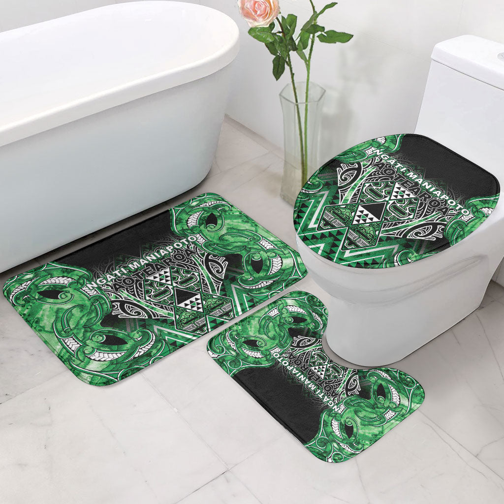 Aotearoa Ngati Maniapoto Bathroom Set Maori Tribal Green Paua Shell Pattern DT05 - Polynesian Pride