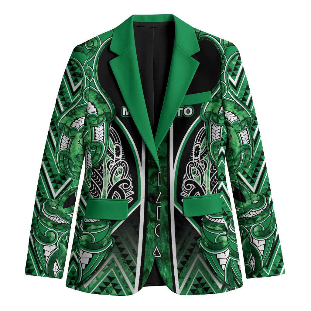 Aotearoa Ngati Maniapoto Blazer Maori Tribal Green Paua Shell Pattern DT05 Unisex Green - Polynesian Pride