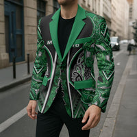 Aotearoa Ngati Maniapoto Blazer Maori Tribal Green Paua Shell Pattern DT05 - Polynesian Pride