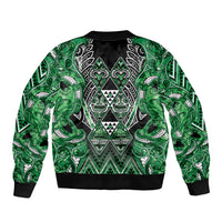 Aotearoa Ngati Maniapoto Bomber Jacket Maori Tribal Green Paua Shell Pattern DT05 - Polynesian Pride