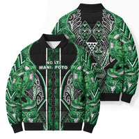 Aotearoa Ngati Maniapoto Bomber Puffer Jacket Maori Tribal Green Paua Shell Pattern DT05 - Polynesian Pride