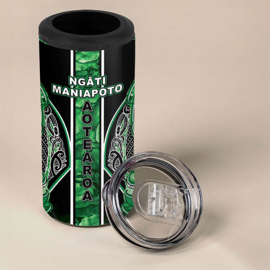 Aotearoa Ngati Maniapoto 4 in 1 Can Cooler Tumbler Maori Tribal Green Paua Shell Pattern DT05 - Polynesian Pride