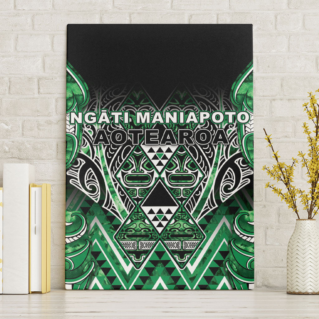 Aotearoa Ngati Maniapoto Canvas Wall Art Maori Tribal Green Paua Shell Pattern DT05 Without Frame Green - Polynesian Pride