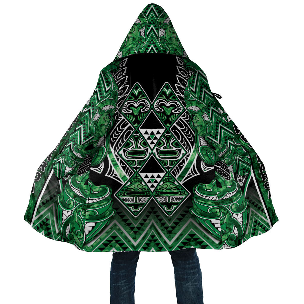Aotearoa Ngati Maniapoto Cloak Maori Tribal Green Paua Shell Pattern DT05 Unisex Green - Polynesian Pride