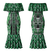 Aotearoa Ngati Maniapoto Couples Matching Mermaid Dress and Hawaiian Shirt Maori Tribal Green Paua Shell Pattern DT05 - Polynesian Pride