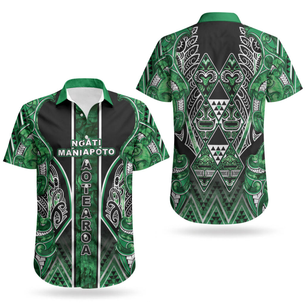 Aotearoa Ngati Maniapoto Couples Matching Puletasi and Hawaiian Shirt Maori Tribal Green Paua Shell Pattern DT05 - Polynesian Pride