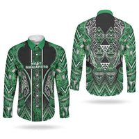 Aotearoa Ngati Maniapoto Couples Matching Summer Maxi Dress and Long Sleeve Button Shirt Maori Tribal Green Paua Shell Pattern DT05 - Polynesian Pride