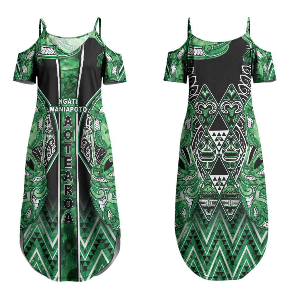 Aotearoa Ngati Maniapoto Couples Matching Summer Maxi Dress and Long Sleeve Button Shirt Maori Tribal Green Paua Shell Pattern DT05 - Polynesian Pride