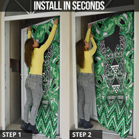 Aotearoa Ngati Maniapoto Door Cover Maori Tribal Green Paua Shell Pattern DT05 - Polynesian Pride