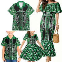 Aotearoa Ngati Maniapoto Family Matching Mermaid Dress and Hawaiian Shirt Maori Tribal Green Paua Shell Pattern DT05 - Polynesian Pride