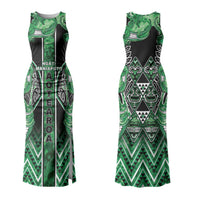 Aotearoa Ngati Maniapoto Family Matching Tank Maxi Dress and Hawaiian Shirt Maori Tribal Green Paua Shell Pattern DT05 Mom's Dress Green - Polynesian Pride