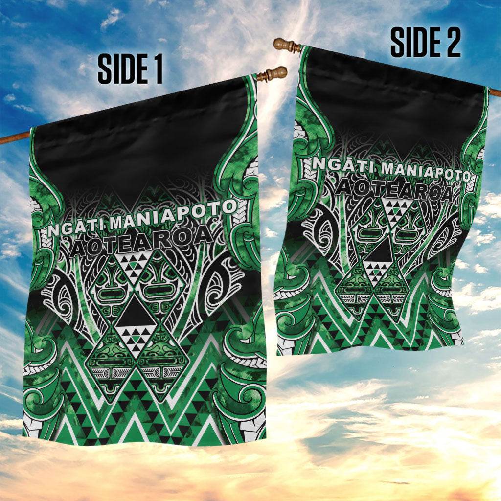 Aotearoa Ngati Maniapoto Garden Flag Maori Tribal Green Paua Shell Pattern DT05 - Polynesian Pride