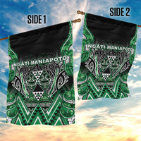 Aotearoa Ngati Maniapoto Garden Flag Maori Tribal Green Paua Shell Pattern DT05 - Polynesian Pride