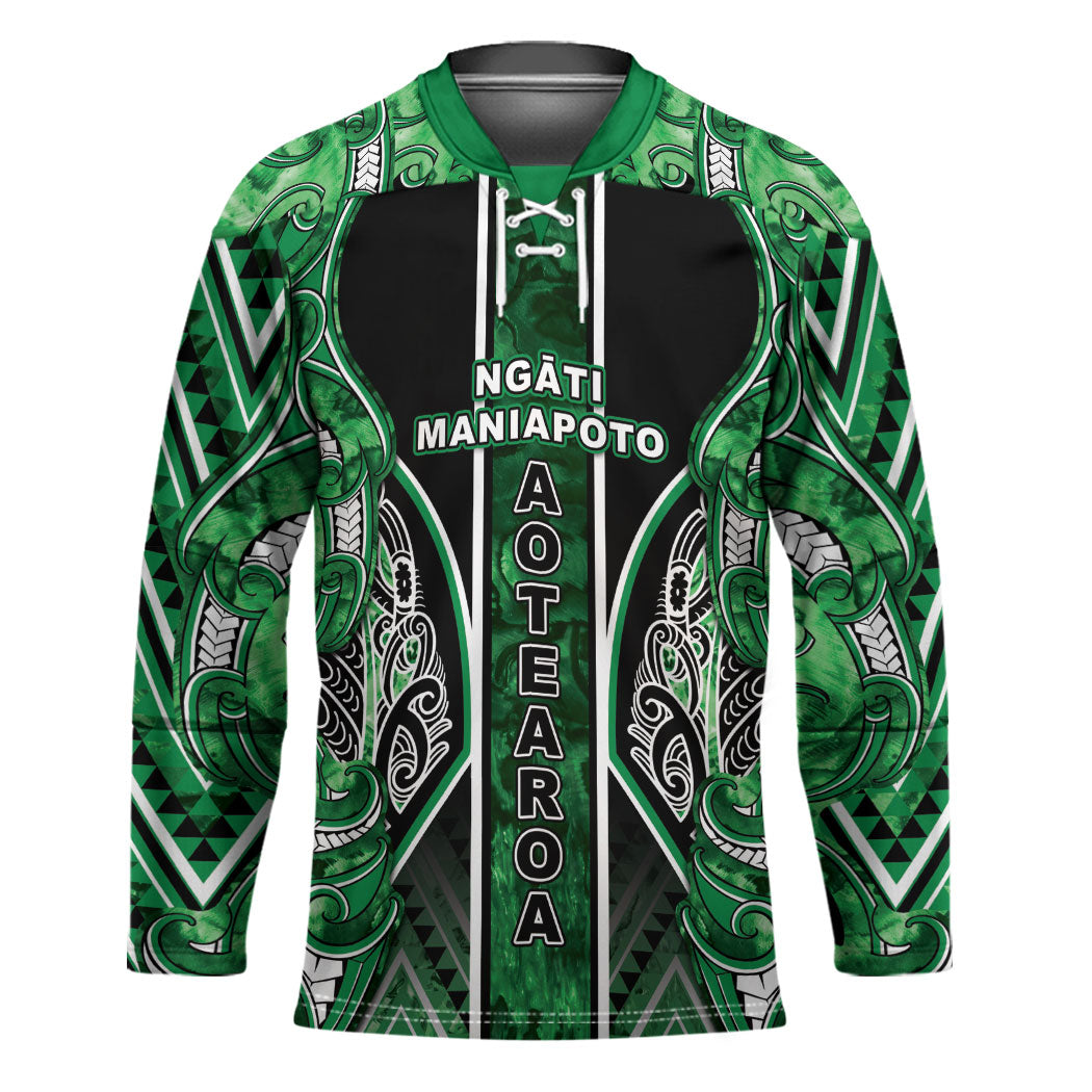 Aotearoa Ngati Maniapoto Hockey Jersey Maori Tribal Green Paua Shell Pattern DT05 Unisex Green - Polynesian Pride