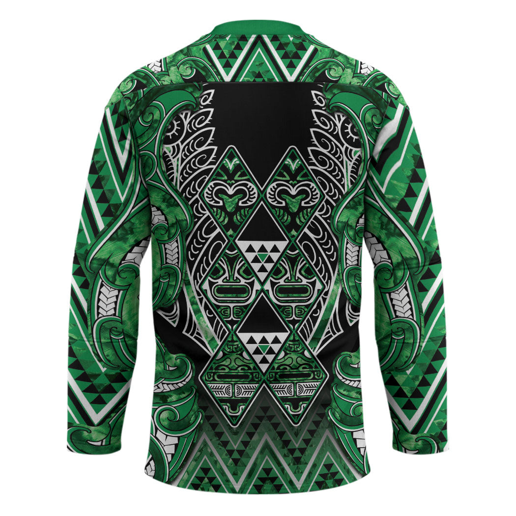Aotearoa Ngati Maniapoto Hockey Jersey Maori Tribal Green Paua Shell Pattern DT05 - Polynesian Pride