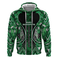 Aotearoa Ngati Maniapoto Hoodie Maori Tribal Green Paua Shell Pattern DT05 Pullover Hoodie Green - Polynesian Pride
