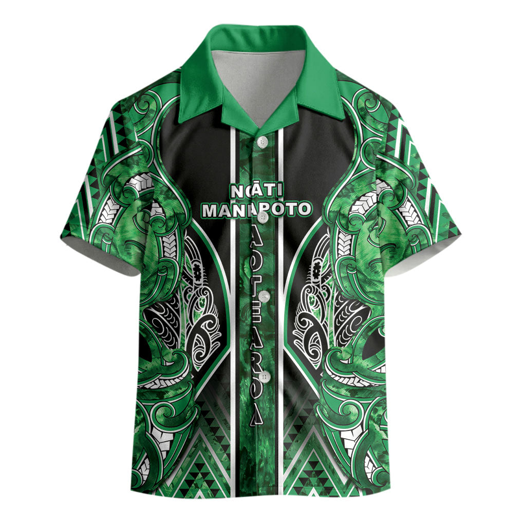 Aotearoa Ngati Maniapoto Kid Hawaiian Shirt Maori Tribal Green Paua Shell Pattern DT05 - Polynesian Pride