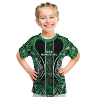 Aotearoa Ngati Maniapoto Kid T Shirt Maori Tribal Green Paua Shell Pattern DT05 Green - Polynesian Pride