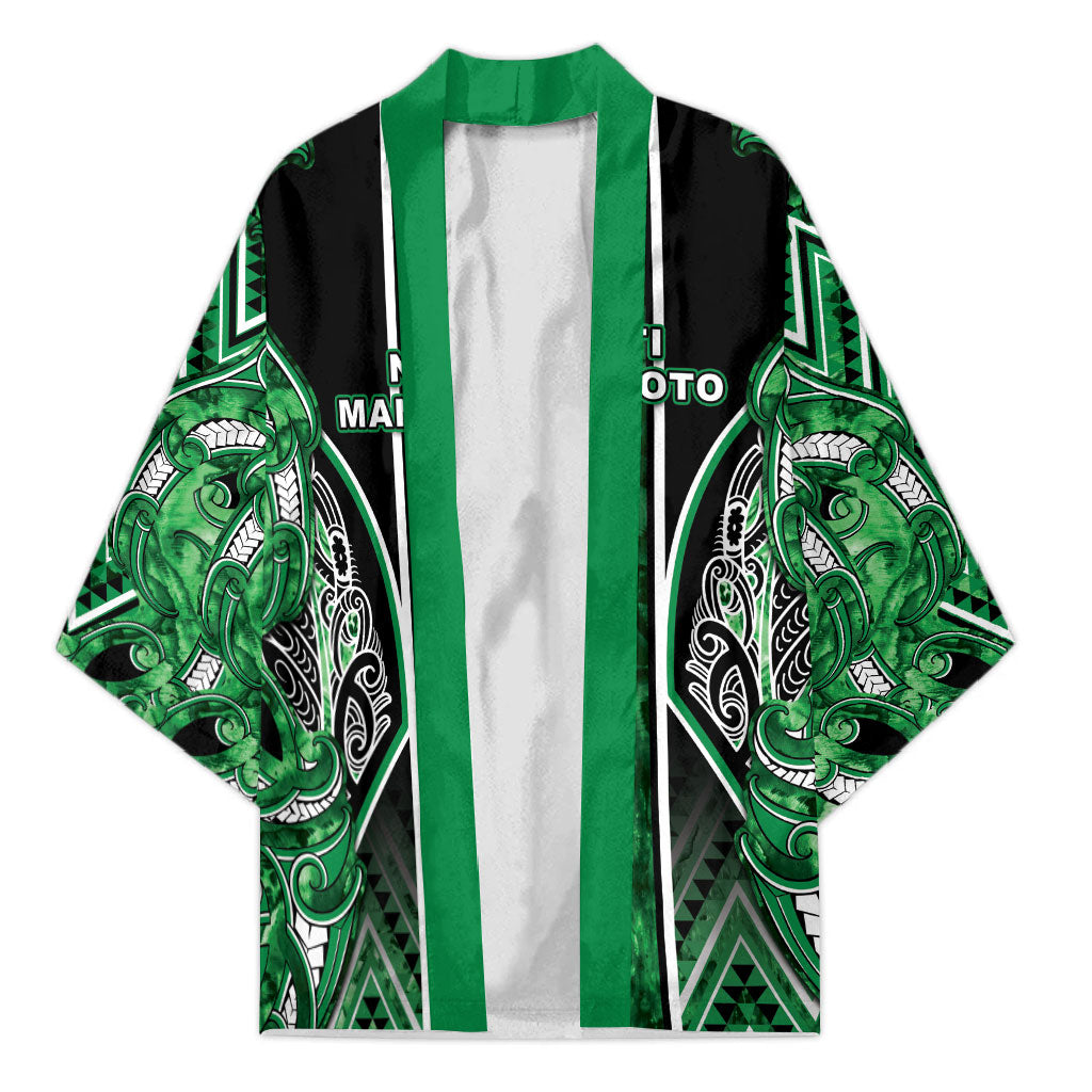 Aotearoa Ngati Maniapoto Kimono Maori Tribal Green Paua Shell Pattern DT05 Unisex Green - Polynesian Pride