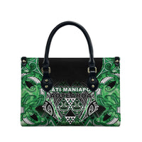 Aotearoa Ngati Maniapoto Leather Bag Maori Tribal Green Paua Shell Pattern DT05 - Polynesian Pride