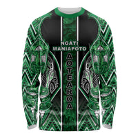Aotearoa Ngati Maniapoto Long Sleeve Shirt Maori Tribal Green Paua Shell Pattern DT05 Unisex Green - Polynesian Pride