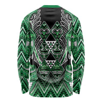 Aotearoa Ngati Maniapoto Long Sleeve Shirt Maori Tribal Green Paua Shell Pattern DT05 - Polynesian Pride
