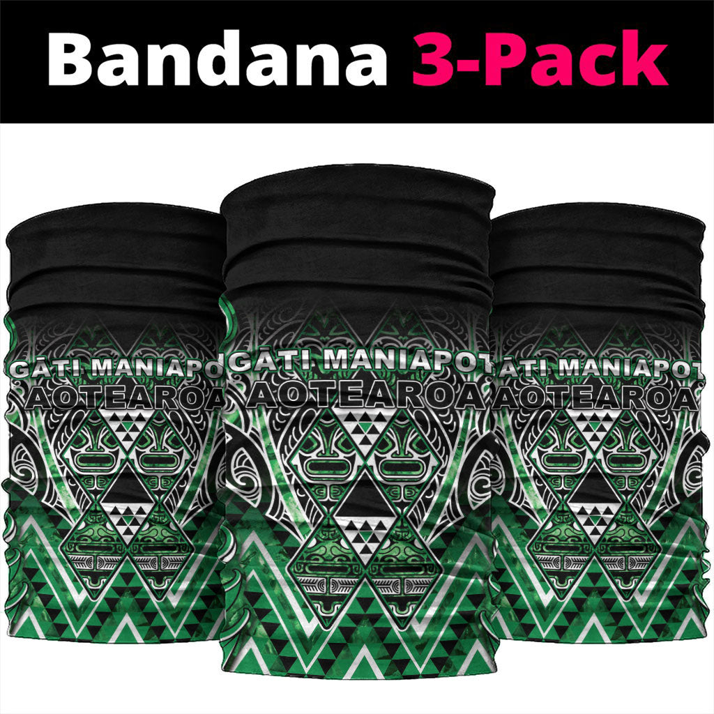 Aotearoa Ngati Maniapoto Neck Gaiter Maori Tribal Green Paua Shell Pattern DT05 package One Size: 25*50cm Green - Polynesian Pride