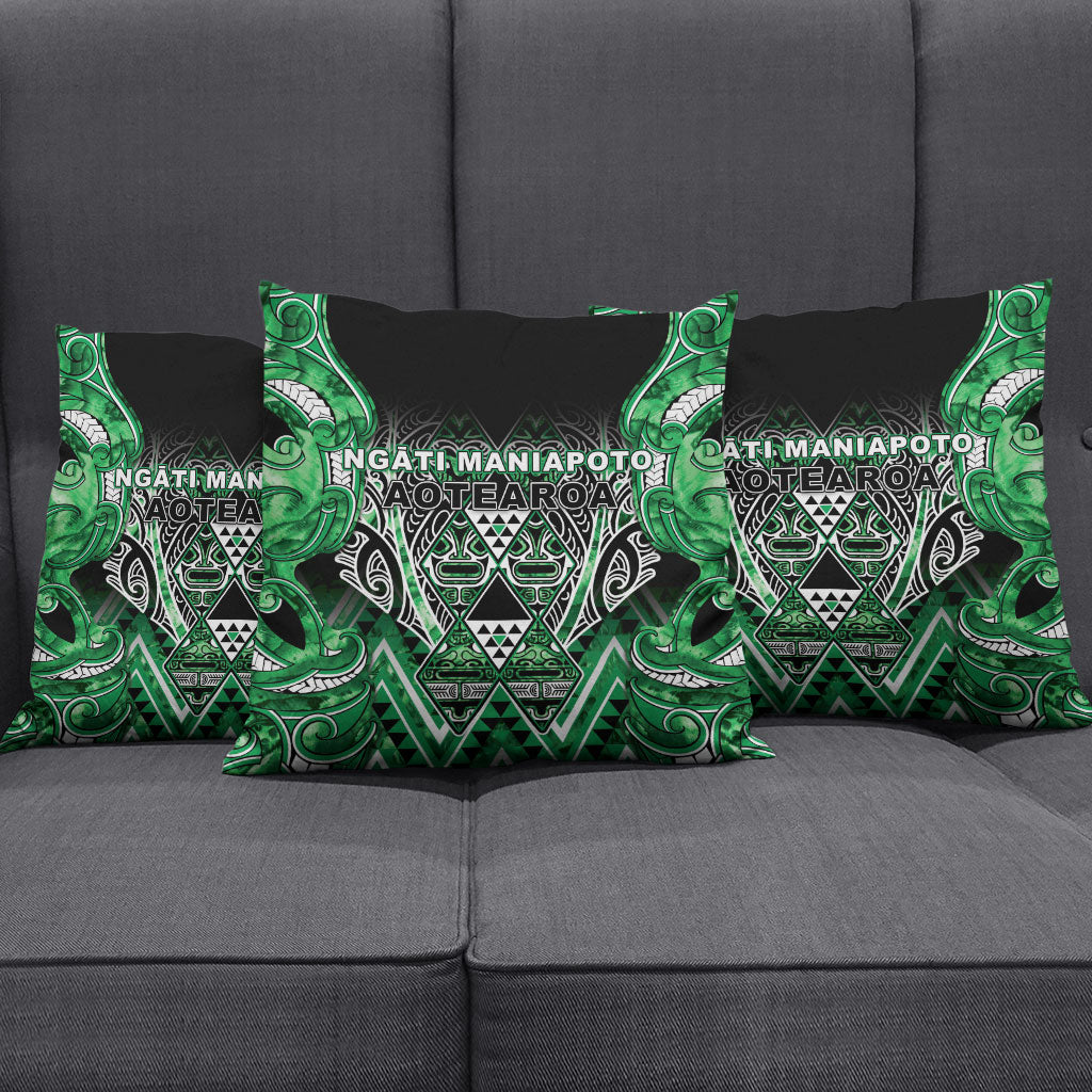 Aotearoa Ngati Maniapoto Pillow Cover Maori Tribal Green Paua Shell Pattern DT05 - Polynesian Pride