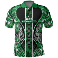 Aotearoa Ngati Maniapoto Polo Shirt Maori Tribal Green Paua Shell Pattern DT05 Green - Polynesian Pride